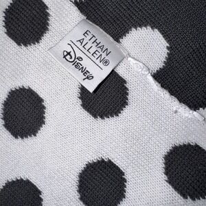 Ethan Allen Disney Polka Dot Knit Throw Blanket Black White 30x38 Reversible